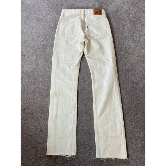 Levis 501 White Distressed Jeans W25 L30 Cotton Denim Straight Leg - Picture 2 of 12